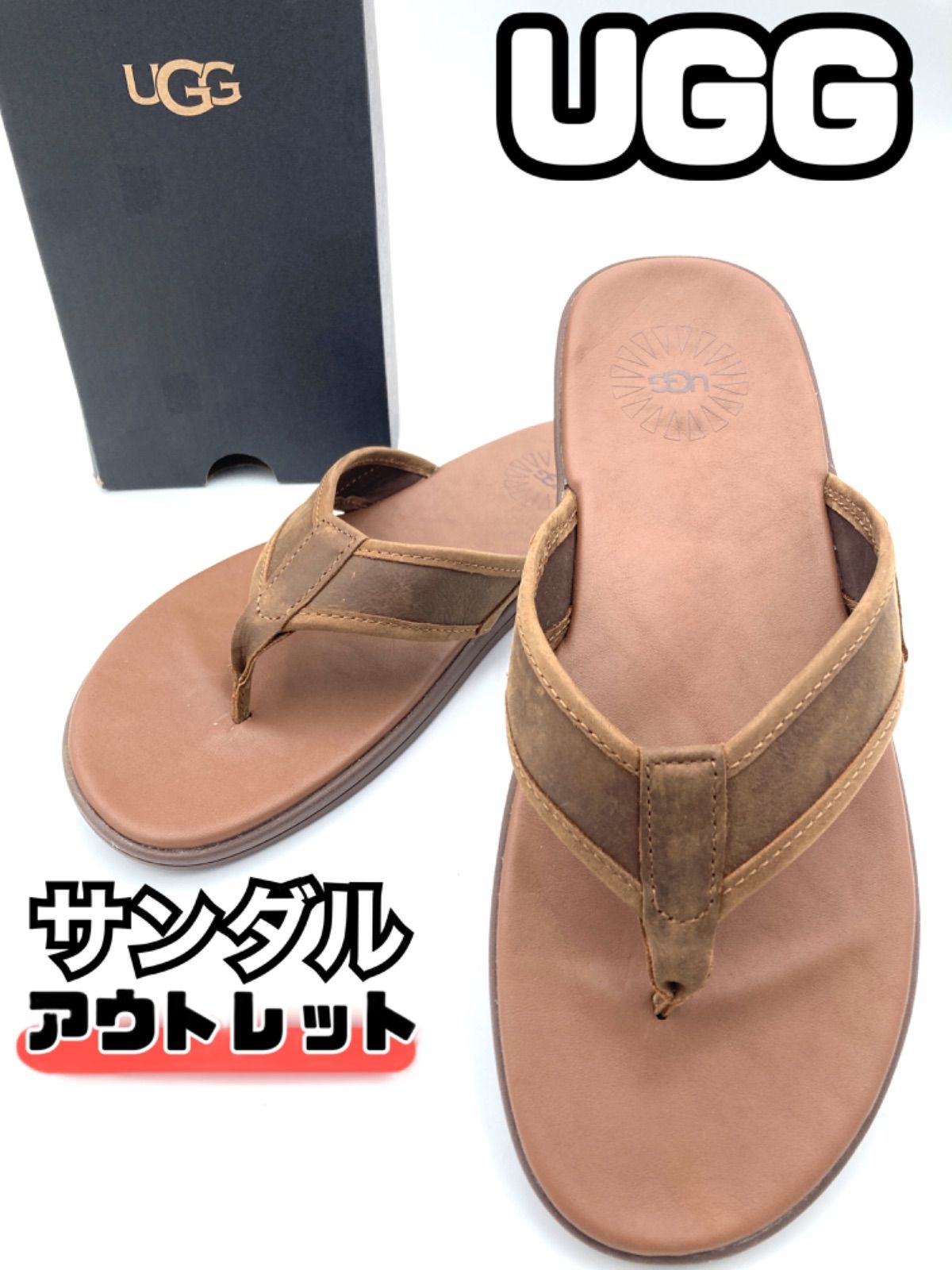 268)UGG アグ レザー サンダル トングサンダル メンズ 28cm library