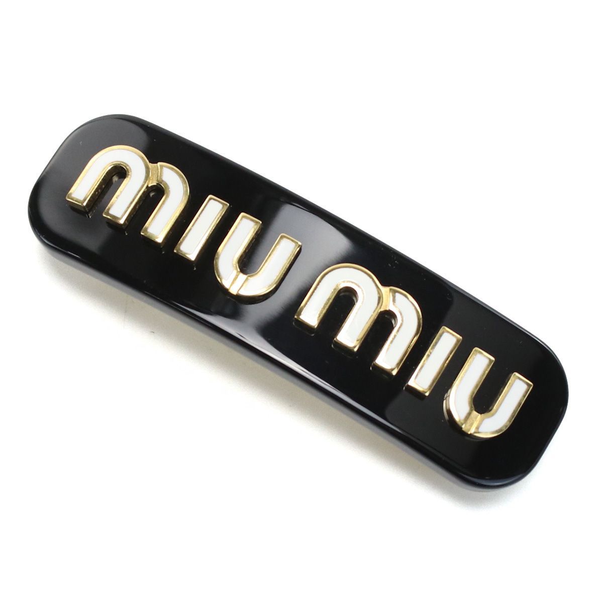 【MiuMiu】ヘアクリップ バレッタ ブラック ロゴ miu MIUMIU ミュウミュウ バレッタ 5IF072 2F72 レディース 2点