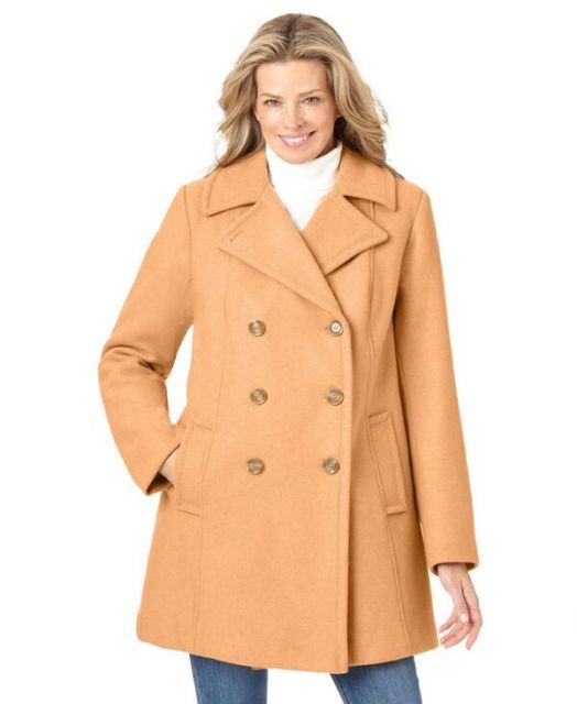 送料無料 ウーマン ウィズイン レディース ジャケット ブルゾン アウター Women s Within Wool-Blend Double-Breasted Peacoat Classic camel