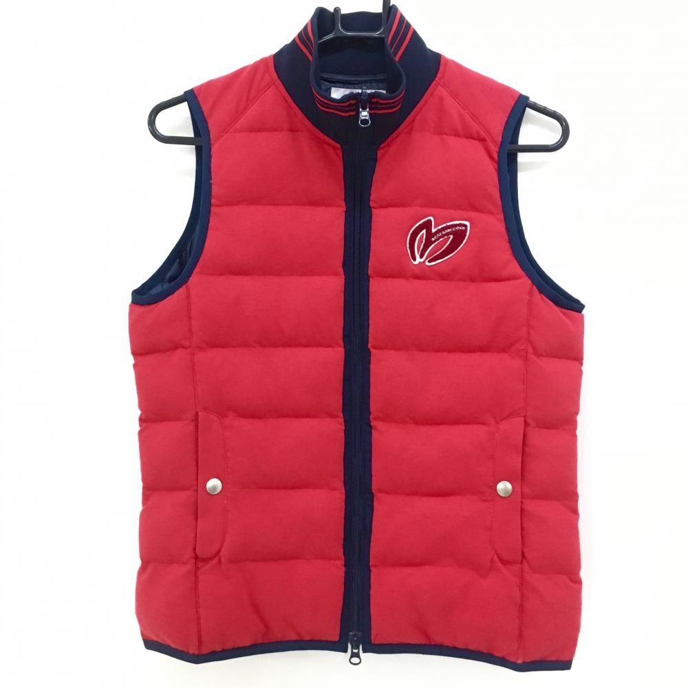 マスターバニー 中綿ベスト レッド×ネイビー 軽量 パイル地ワッペン  