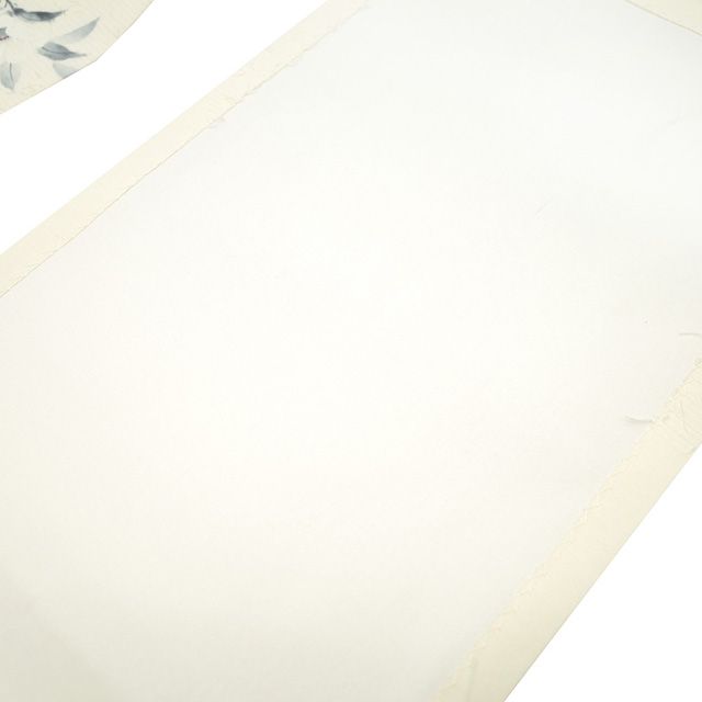 正絹 名古屋帯 作家物 薄クリーム地 手描き染 花 籠 逸品 未使用品 新古品】 名古屋帯 未使用 正絹 九寸 作家物 網織紬 ひげ紬