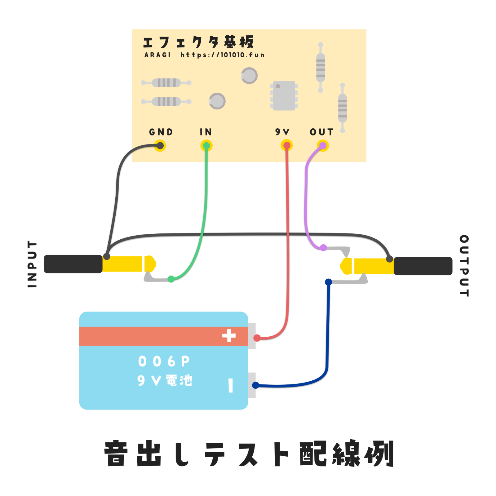 FET1石バッファーエフェクターモジュール◆◆ギター＆ベース 超低ノイズ 2SK303 メタライズドポリプロピレンフィルムコンデンサ