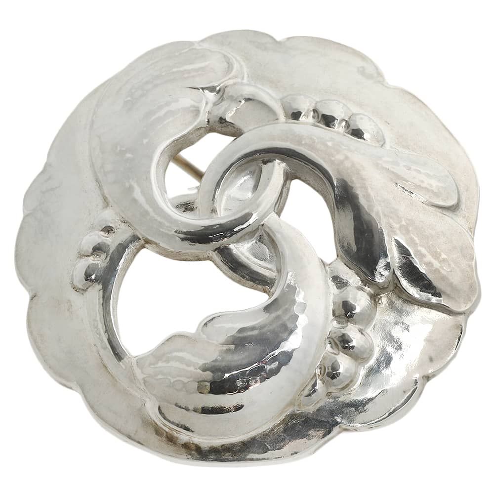 本物保証 ジョージジェンセン GEORG JENSEN 20 リーフモチーフ ブローチ SV925 シルバー925