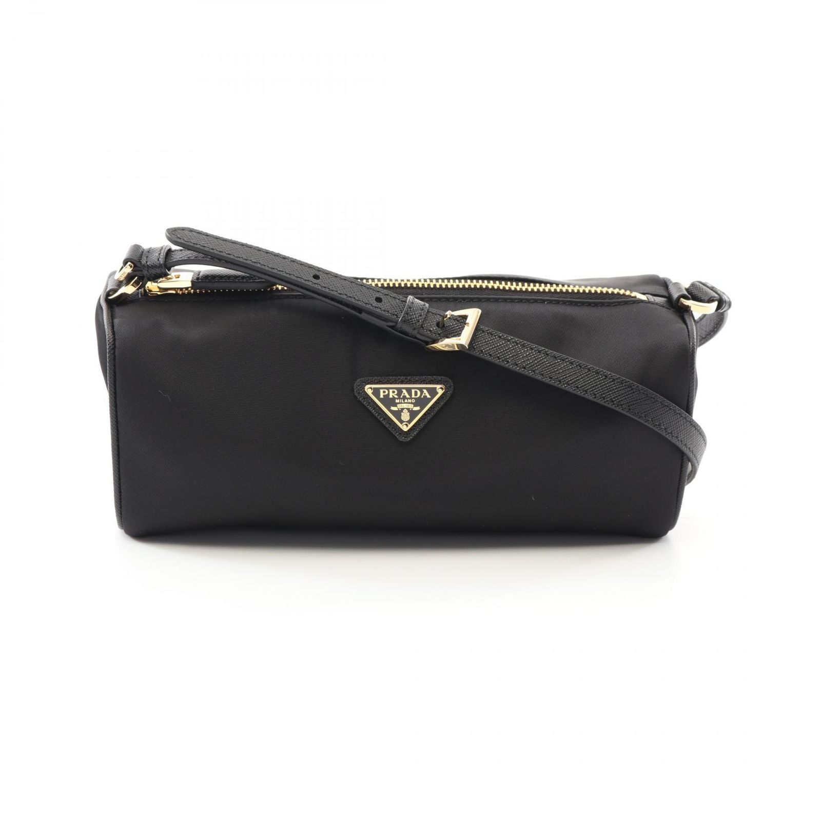 プラダ PRADA ショルダーバッグ Re-Nylon ポーチ TESSUTO SAFFIAN 1NE0582C05F0002 ブラック ナイロン サフィアーノレザー ショルダーバッグ レディース