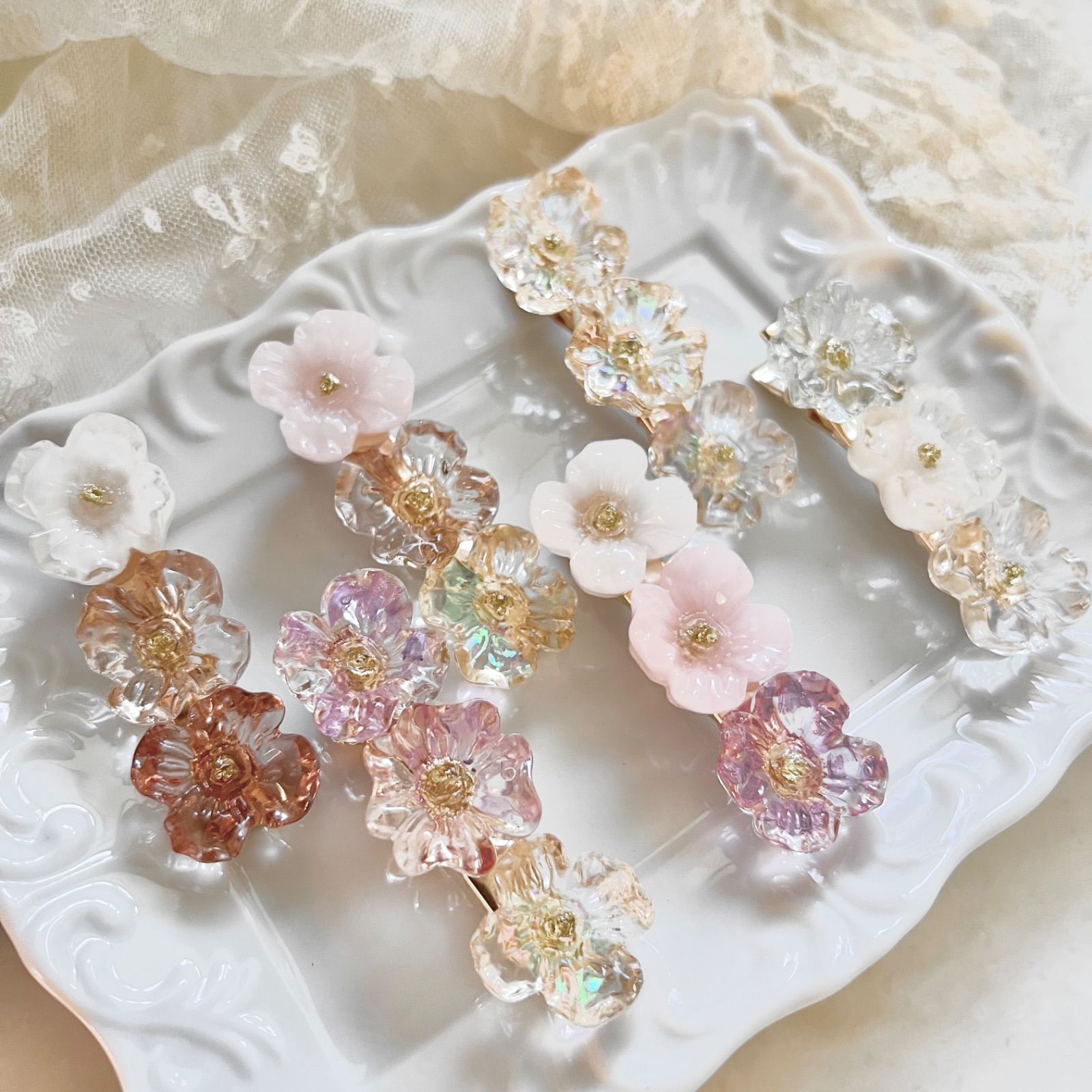 ꫛꫀꪝ✧専用　一点限り　うるツヤアクリルストーン　ハンドメイドヘアクリップ ꫛꫀꪝ✧専用 一点限り うるツヤアクリルストーン ハンドメイド