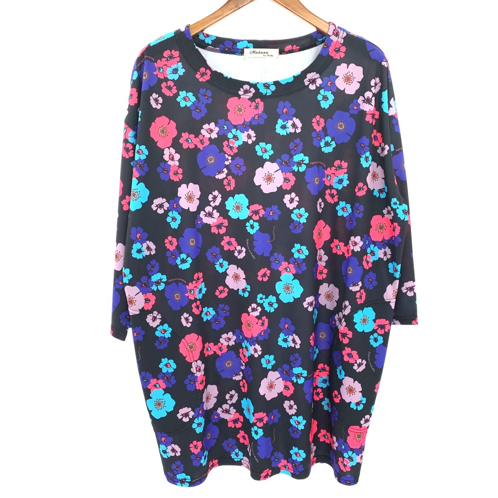 マカナナキャシーの紫色花柄チュニック マカナナキャシー 花柄チュニック 1（マカナナキャシーの紫色花