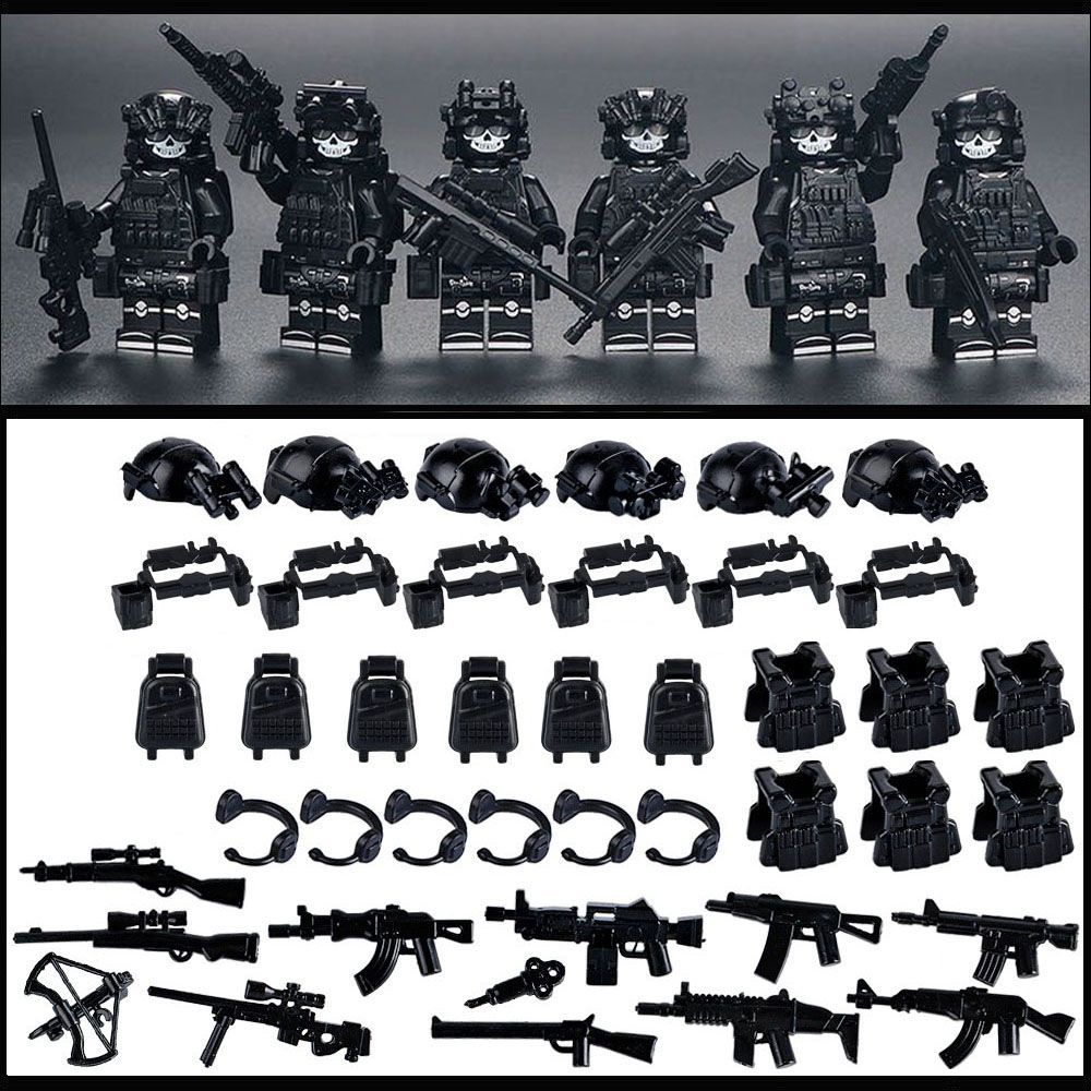 ハマー 車】＋ 【スカルマスク ミニフィグ 6体セット】 SWAT 特殊部隊