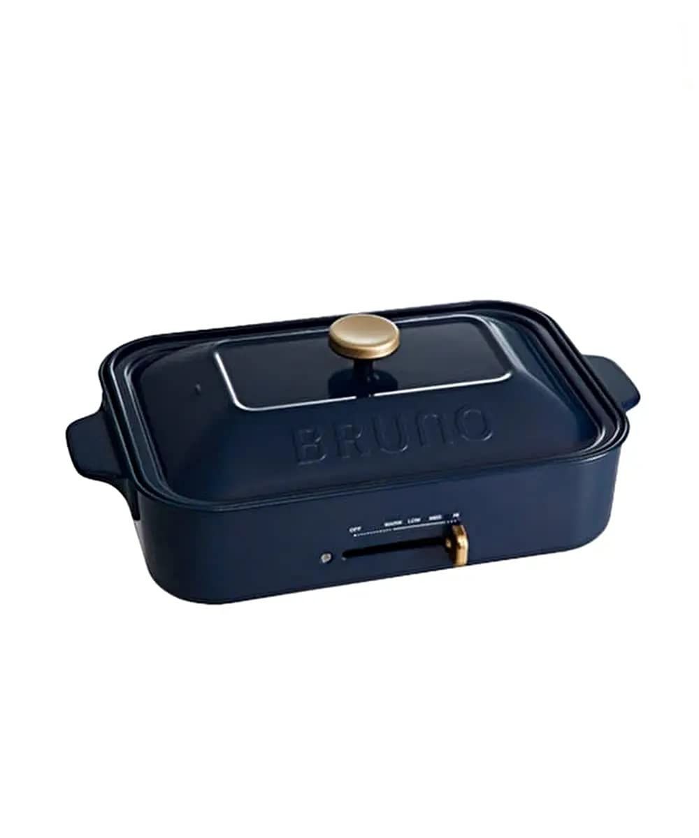 BRUNO ブルーノ コンパクトホットプレート 本体 プレート2種たこ焼き 平面 ネイビー Navy 紺 おしゃれ かわいい これ1台 蓋 ふた付き 1200w 温度調節 洗いやすい 1人 2人 3人用 小型 小さいサイズ 少人数用 ひとり暮らしに