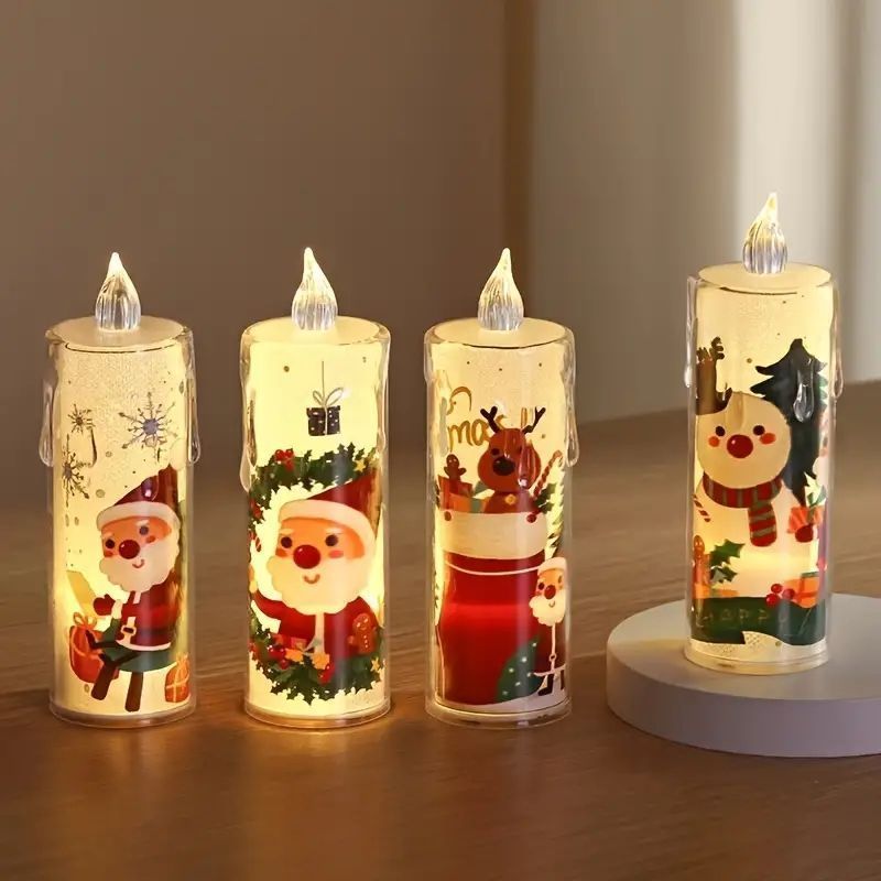 クリスマスサンタキャンドルライト (プラスチック製)LED