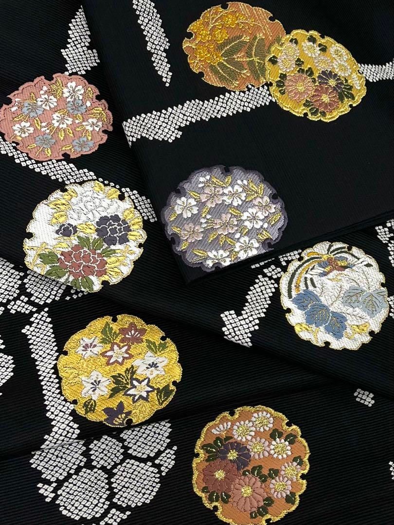 ⑦⓪⓪山下織物 糸巻 六通 袋帯 黒地 ⑦⓪⓪山下織物 糸巻 六通 袋帯 黒地 ⑦⓪⓪山下織物 黒地