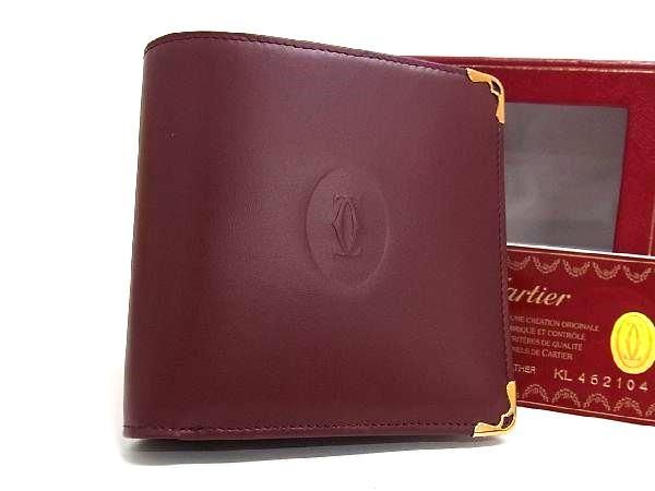 □新品同様□ Cartier カルティエ マストライン レザー 二つ折り 財布 ウォレット 小銭入れ 札入れ ボルドー系 FC2027 - メルカリ