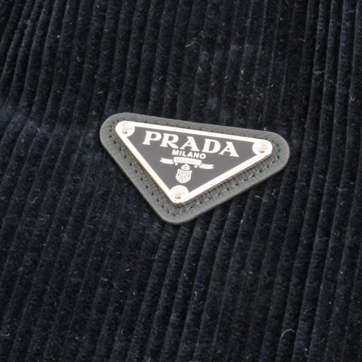 美品『USED』 PRADA プラダ トライアングルロゴ コーデュロイボンバージャケット Lサイズ ブルゾン コットン/ウール  /レーヨン/ポリエステル ネイビー