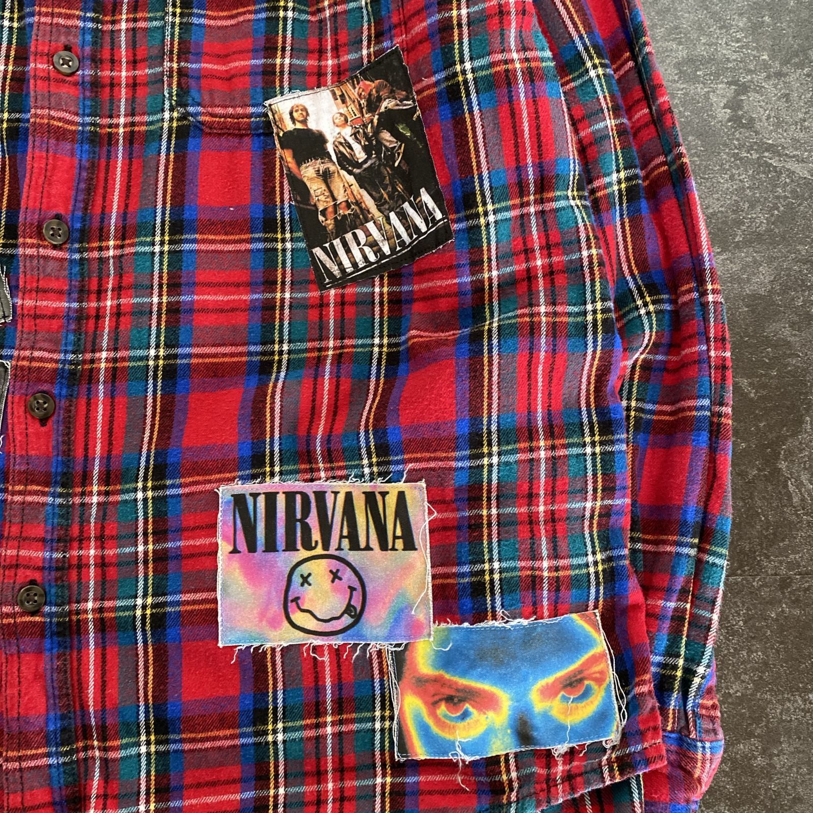 Remake】NIRVANA ニルヴァーナ Kurt Cobain カートコバーン チェック柄 