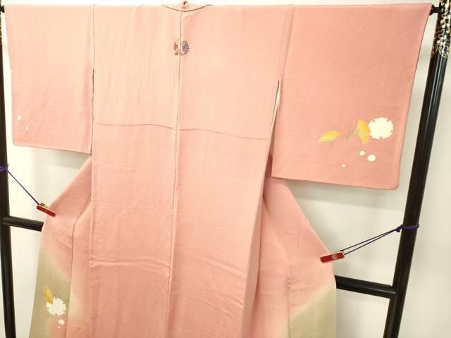 平和屋着物●人形作家・ホリヒロシ　訪問着　雪輪楓文　暈し染め　金彩　鬼しぼ縮緬　正絹　逸品　DAAR4409tw 平和屋着物○人形作家・ホリヒロシ 訪問着 雪輪楓文 暈し染め 金彩 鬼