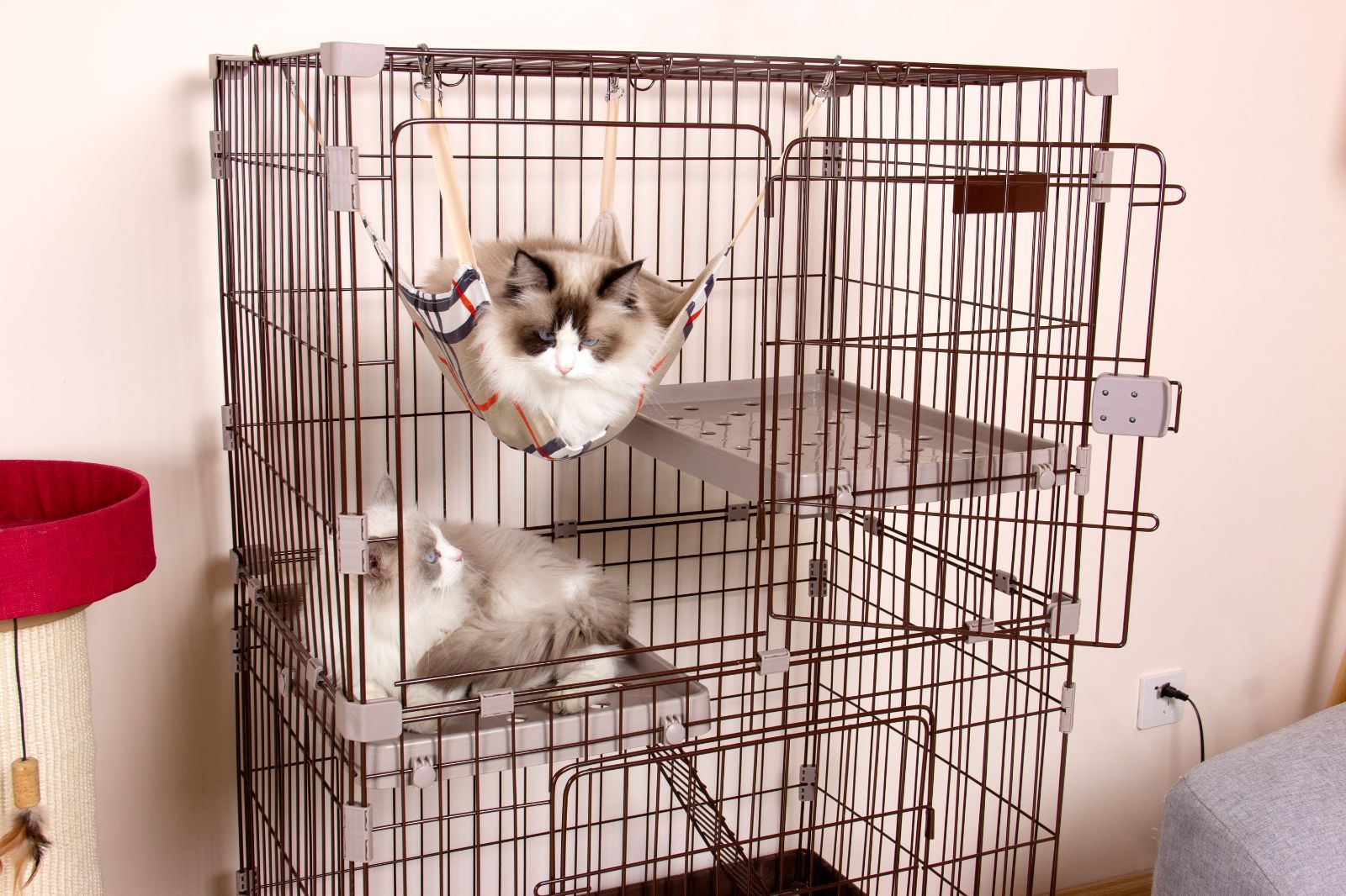 猫 ケージ キャットケージ 2段 猫トイレ付 キャスター付 サイズ 83×59×132cm ハンモック付 猫ゲージ おしゃれ キャットハウス ネコ ハウス 多段 多頭 STEELWINDOWSANDDOORS_COM