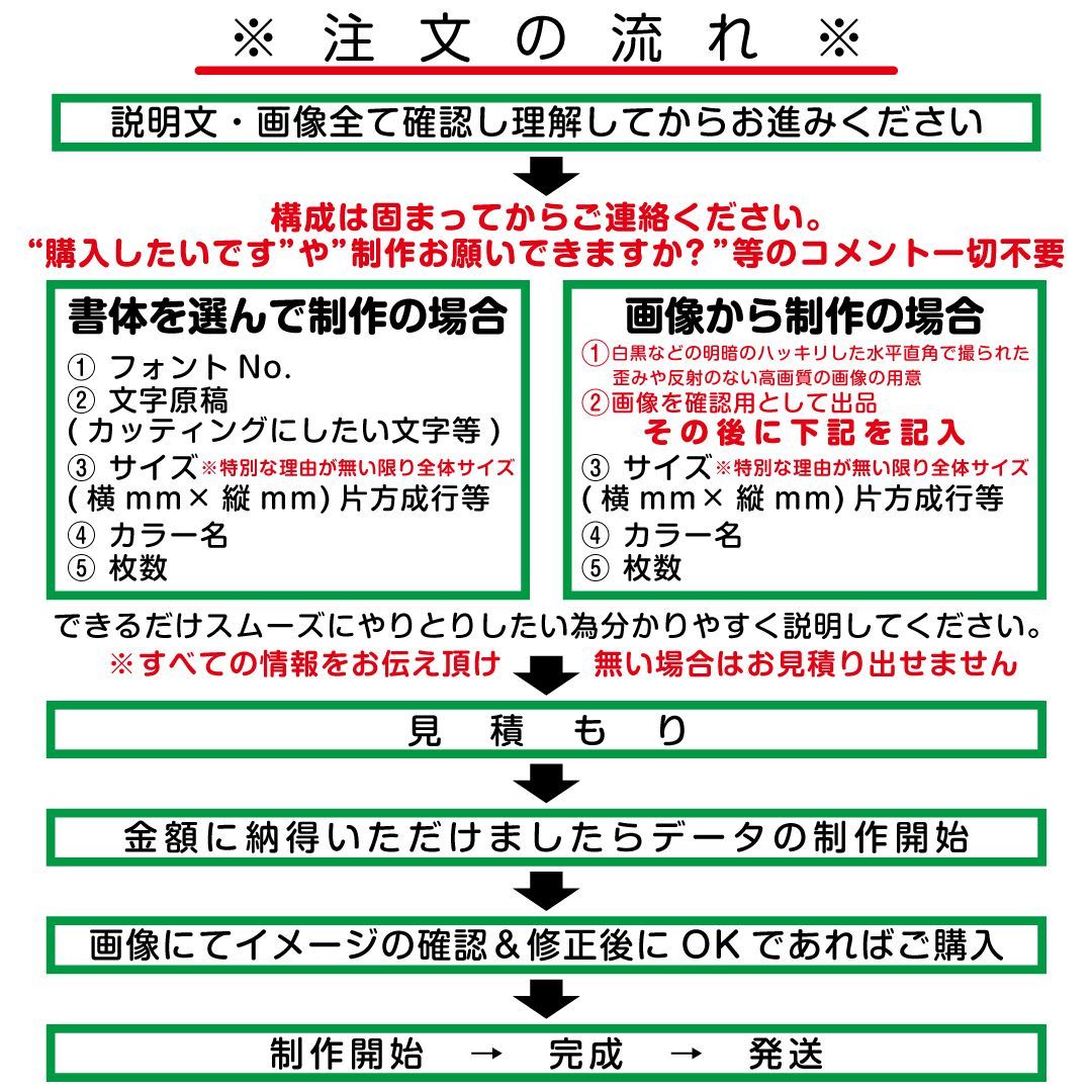 オーダーメイドによるオリジナルカッティングステッカーを制作 切り文字やカッティングシートと呼ばれる文字や図柄のみが残るステッカーになります チームや会社名 お名前やオリジナルロゴのステッカー制作 平日毎日発送 100枚で最大50 説明文 画像 必須