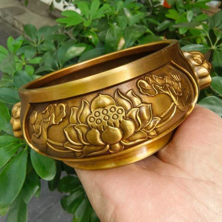 銅器 獅子頭蓮華炉 仏具 焼香炉 奉納香炉 線香炉 工芸品 置物 銅器 獅子頭蓮華炉 仏具 焼香炉 奉納香炉 線香炉 工芸品 置物