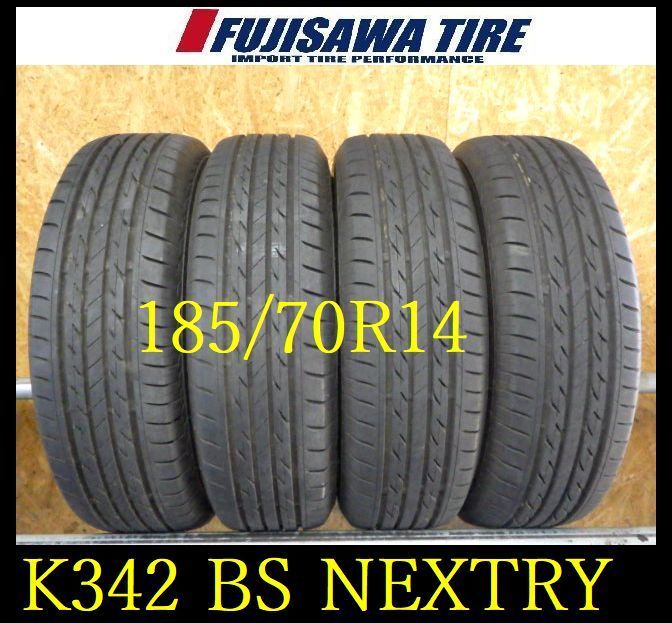 K342 送料無料◆2025年製造 約7.5部山◆BS NEXTRY◆185|70R14◆4本