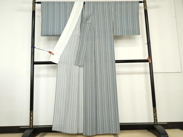 平和屋着物＊夏物 小紋 紗 縞 正絹 逸品 AABB8603st