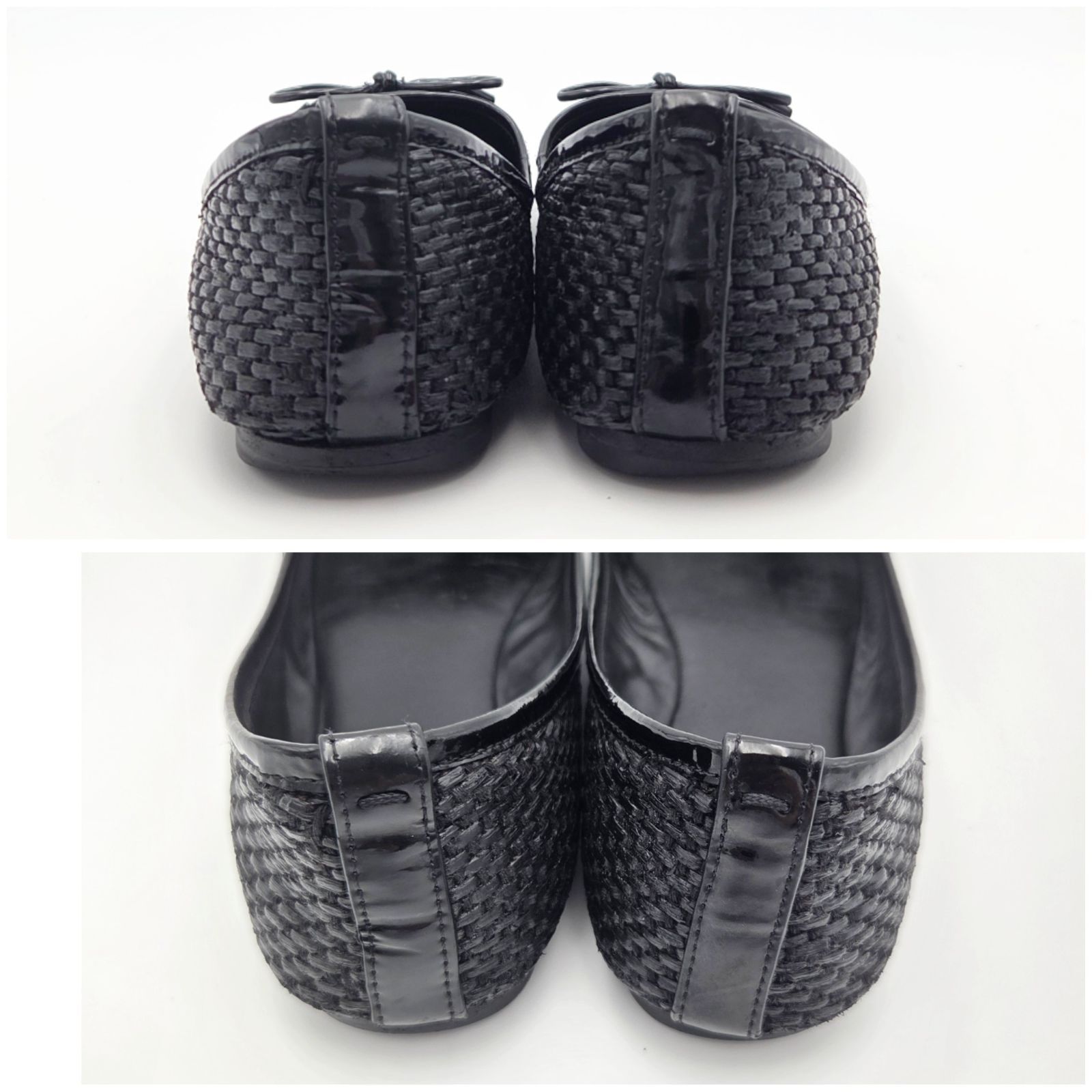 TORY BURCH トリーバーチ フラットシューズ リボン ストロー 5.5