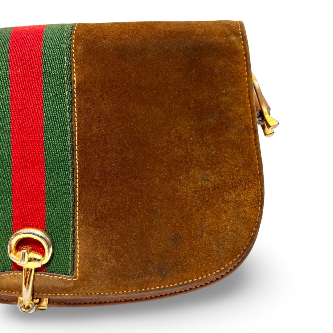 グッチ ショルダーバッグ シェリーライン オールドグッチ スエード GUCCI オールドグッチ ホーズビット シェリーライン スエード