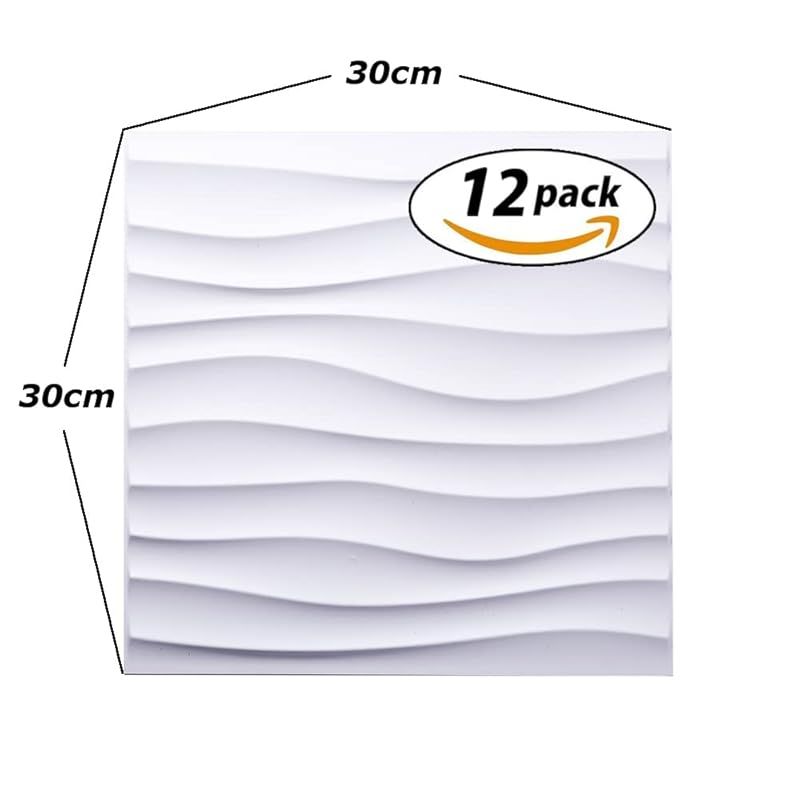 ISL 3Dウォールパネル(PVC製・難燃仕様) ウェーブ(スモール) 30cm&times;30cm 12枚セット 0