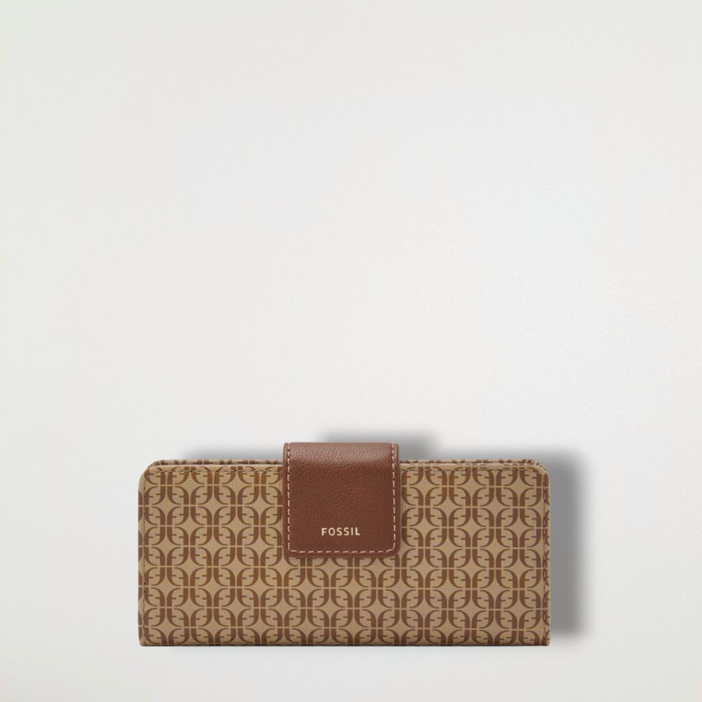 FO-304 Fossil フォッシル カードケース レディース マディソン プリント タブ クラッチ ブラウン
