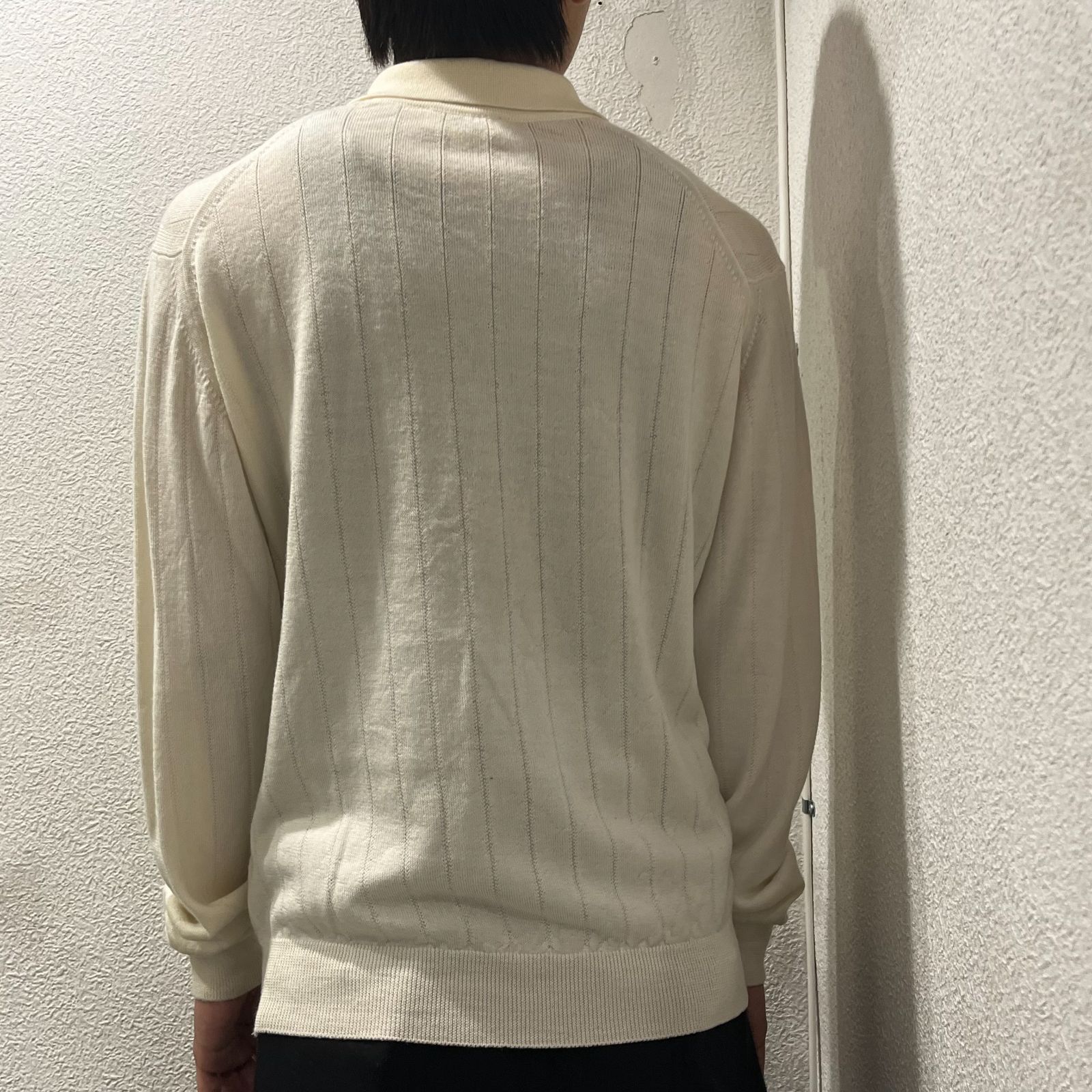 second layer セカンドレイヤー 長袖ポロシャツ ホワイトS.AW19-KNITS