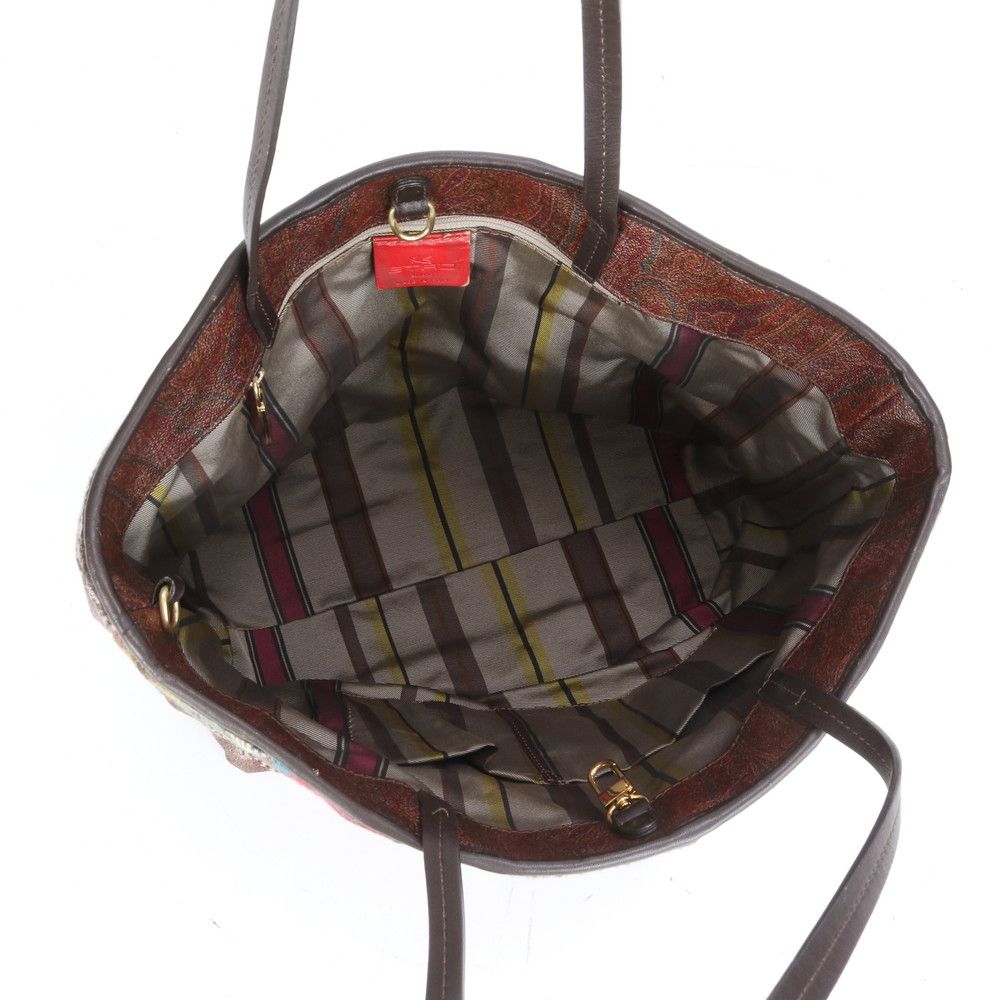 美品 エトロ イタリア製 ペイズリー パッチワーク レザー トート  