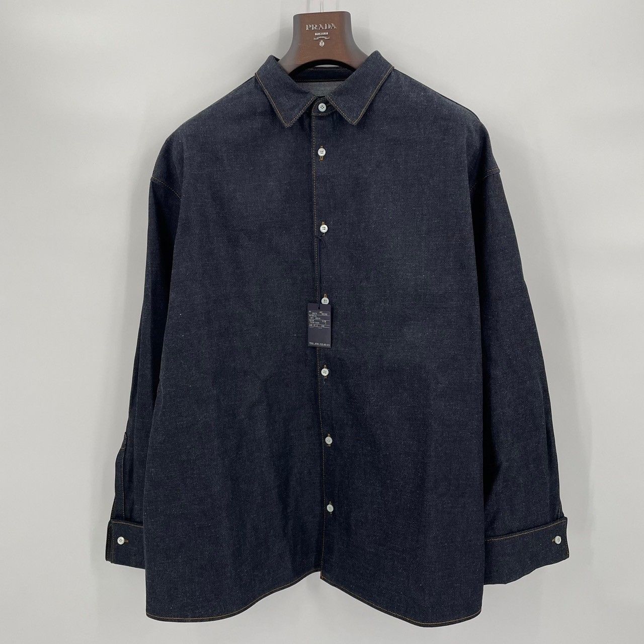 ♪ PRADA プラダ GEC092 Denim Outerwear Shirt デニム アウター シャツ インディゴ サイズL  トライアングルプレート ロゴ ネイビー メンズ トップス - メルカリ