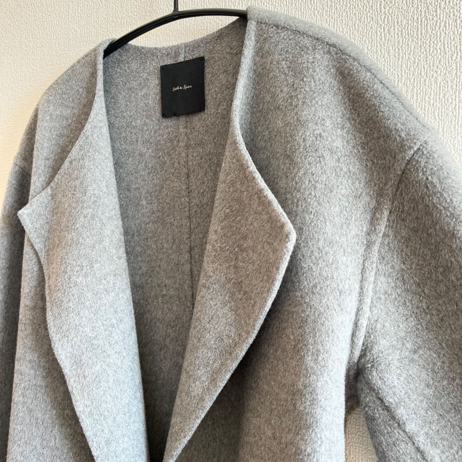 Spick & Span ノーカラーリバーコート グレー（Spick & Span