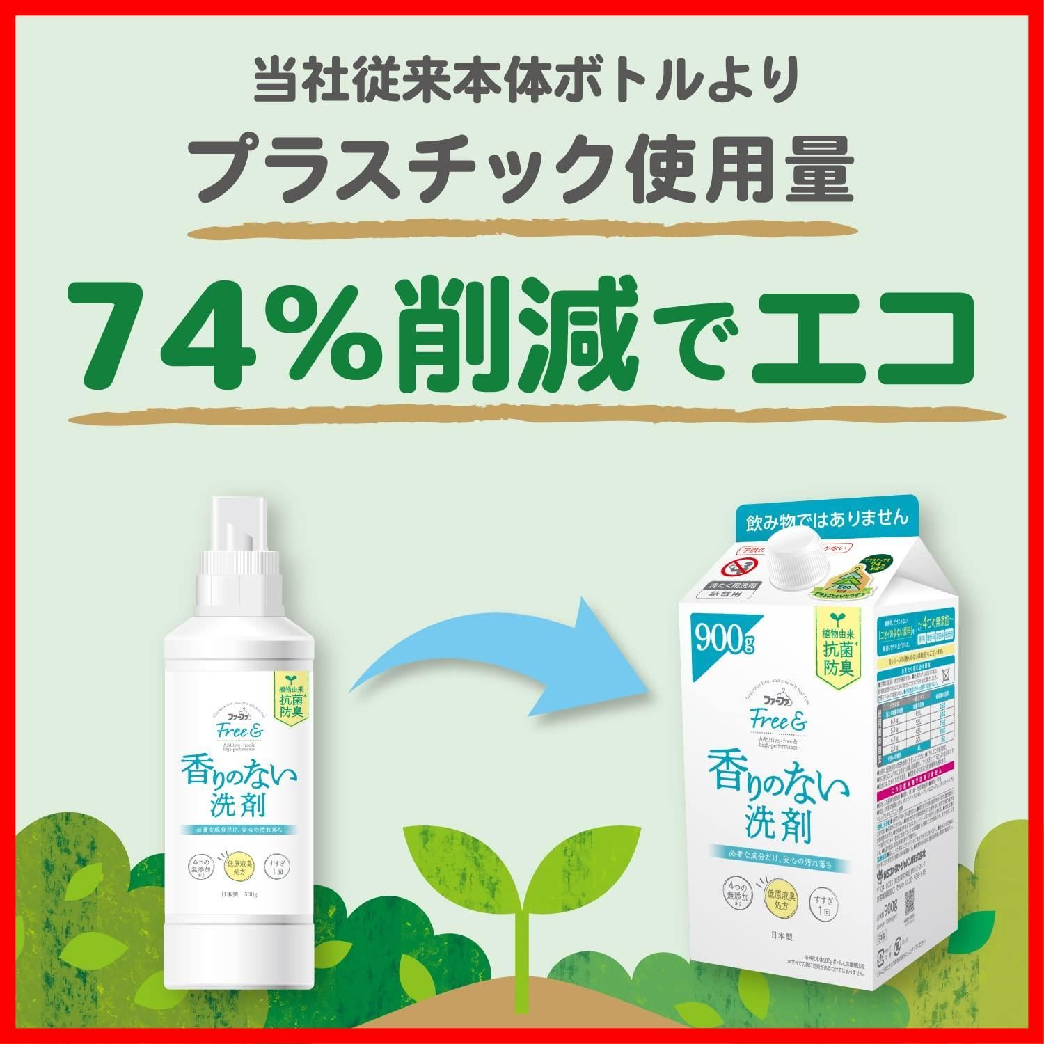 商品 ファーファ まとめ買い フリー-超コン 液体洗剤 無香 詰替 900g×2個