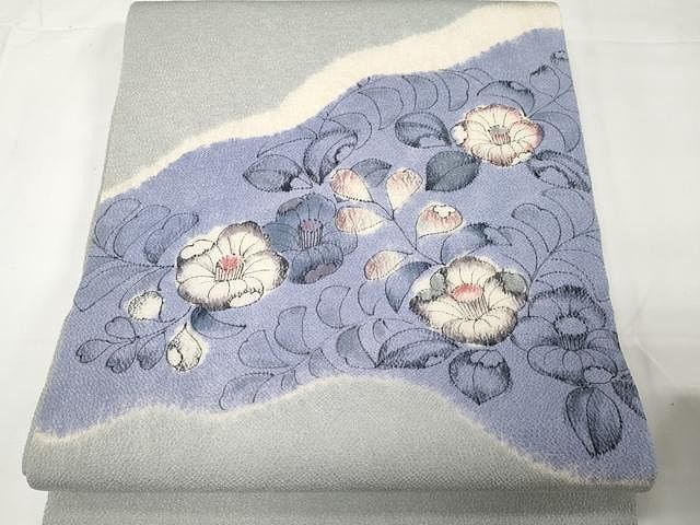 平和屋着物○九寸開き名古屋帯 手描き 辻が花 鬼しぼ縮緬 正絹 逸品