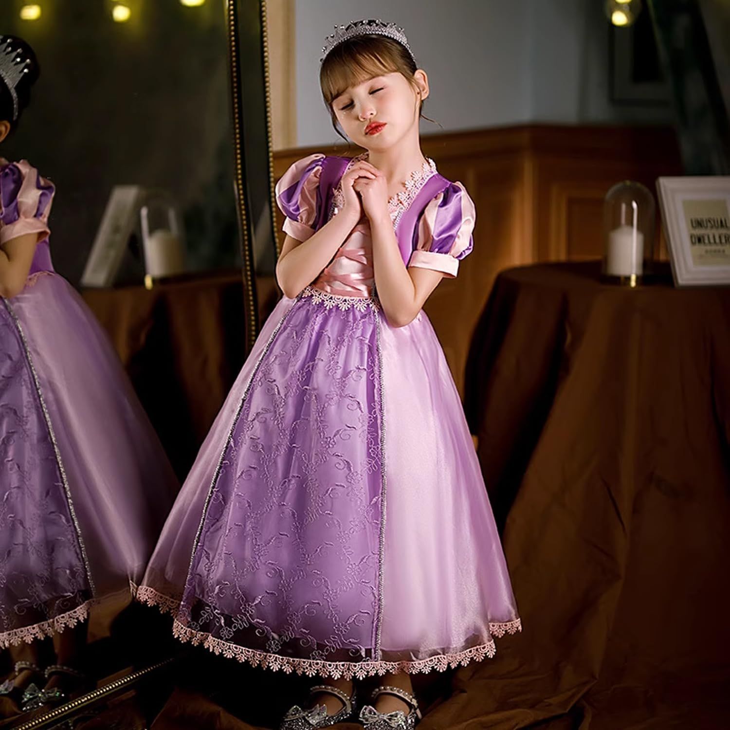 特価』 [Agture] ラプンツェル風 ドレス コスプレ 子供 ディズニー塔の