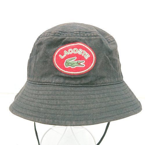 ◎ LACOSTE ラコステ ブランドロゴ刺? シンプル カジュアル ハット ブラック サイズ59 メンズ レディース  【1404240007529】