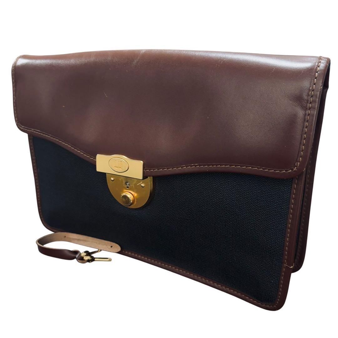ダンヒル dunhill レザー PVC セカンドバッグ クラッチバッグ 鍵