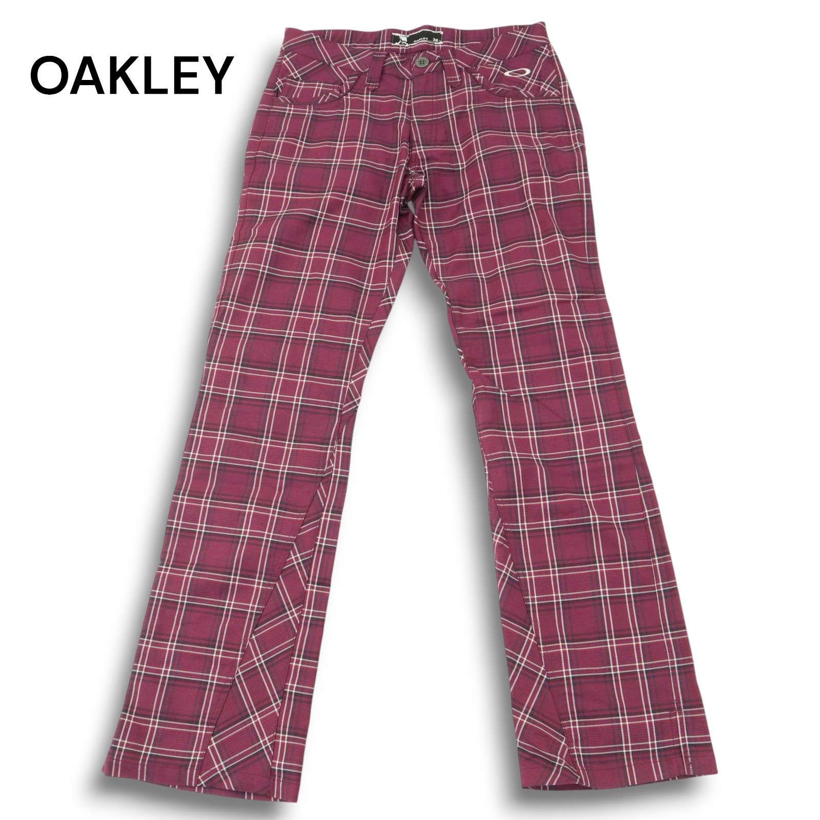 着用1回 OAKLEY スカル フレア チェック ゴルフパンツ ゴルフウェア 着用1回 OAKLEY スカル フレア チェック ゴルフパンツ ゴルフ