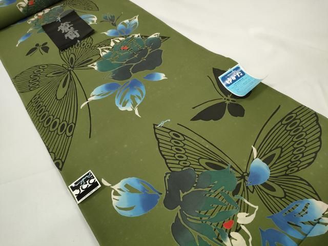 平和屋着物*夏物 世界的ファッションデザイナー 山本寛斎 kansaiブランド 浴衣 反物 着尺 花蝶文 綿 ♥ DAAW7532zzz