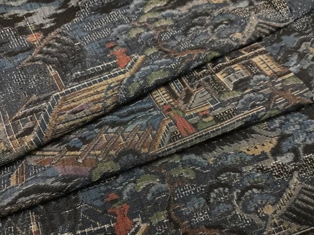 振り袖 南蛮船風景文 手描き 金彩 アンティーク 平和屋着物○本真綿結城紬 人物風景文 南蛮船 正絹 逸品