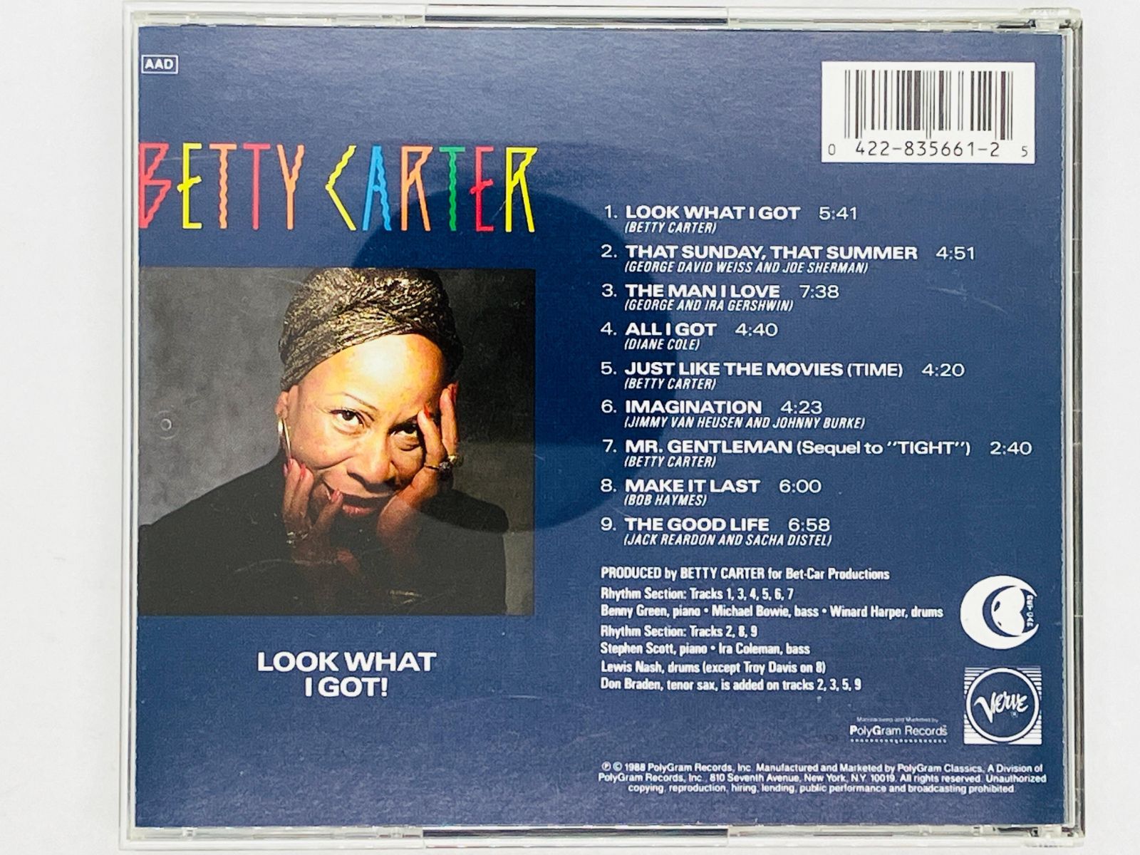CD BETTY CARTER / LOOK WHAT I GOT / ベティカーター / VERVE 835 661-2 蒸着仕様 H04