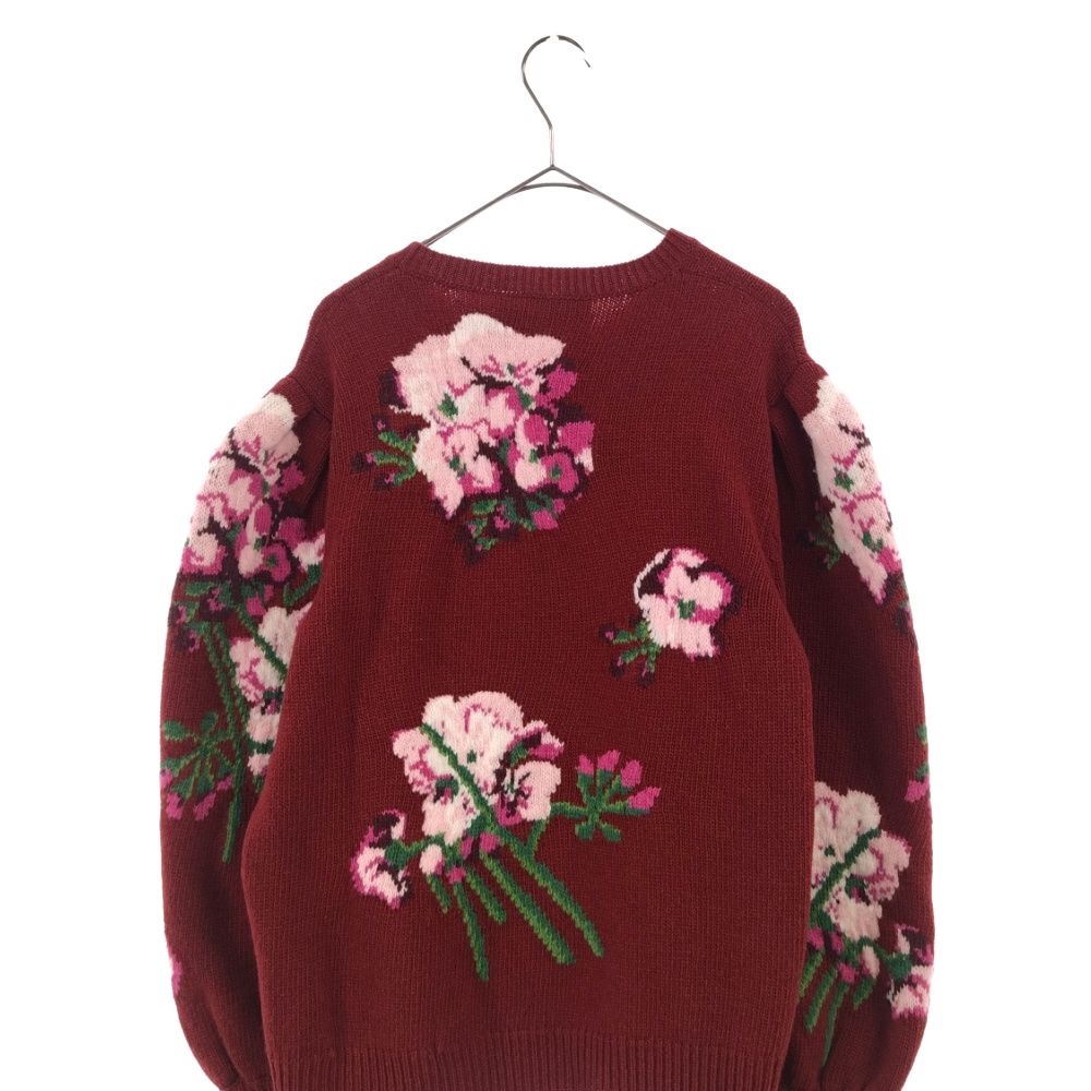 GUCCI 赤 花柄刺繍 スウェット GUCCI (グッチ) 21AW 664326 フラワーインターシャパフスリーブ クルー