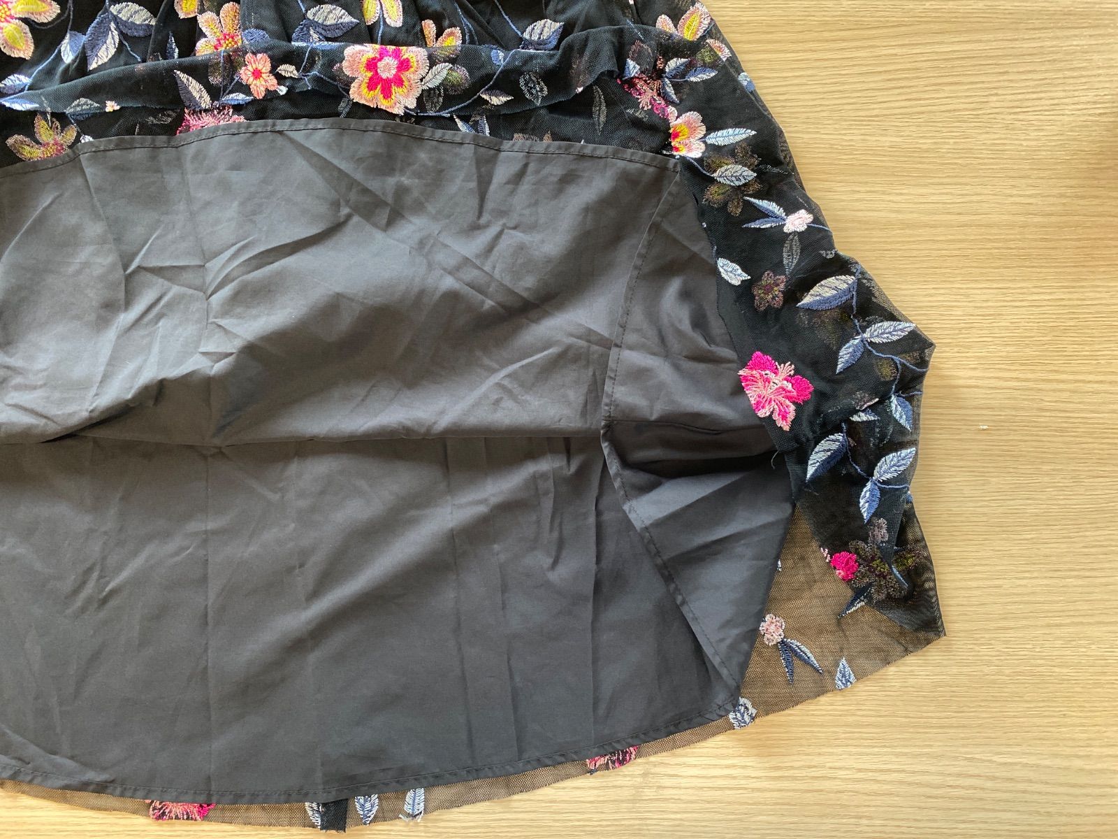c138○ZARA basic○ザラ○ベーシック○チュール○花柄○刺繍