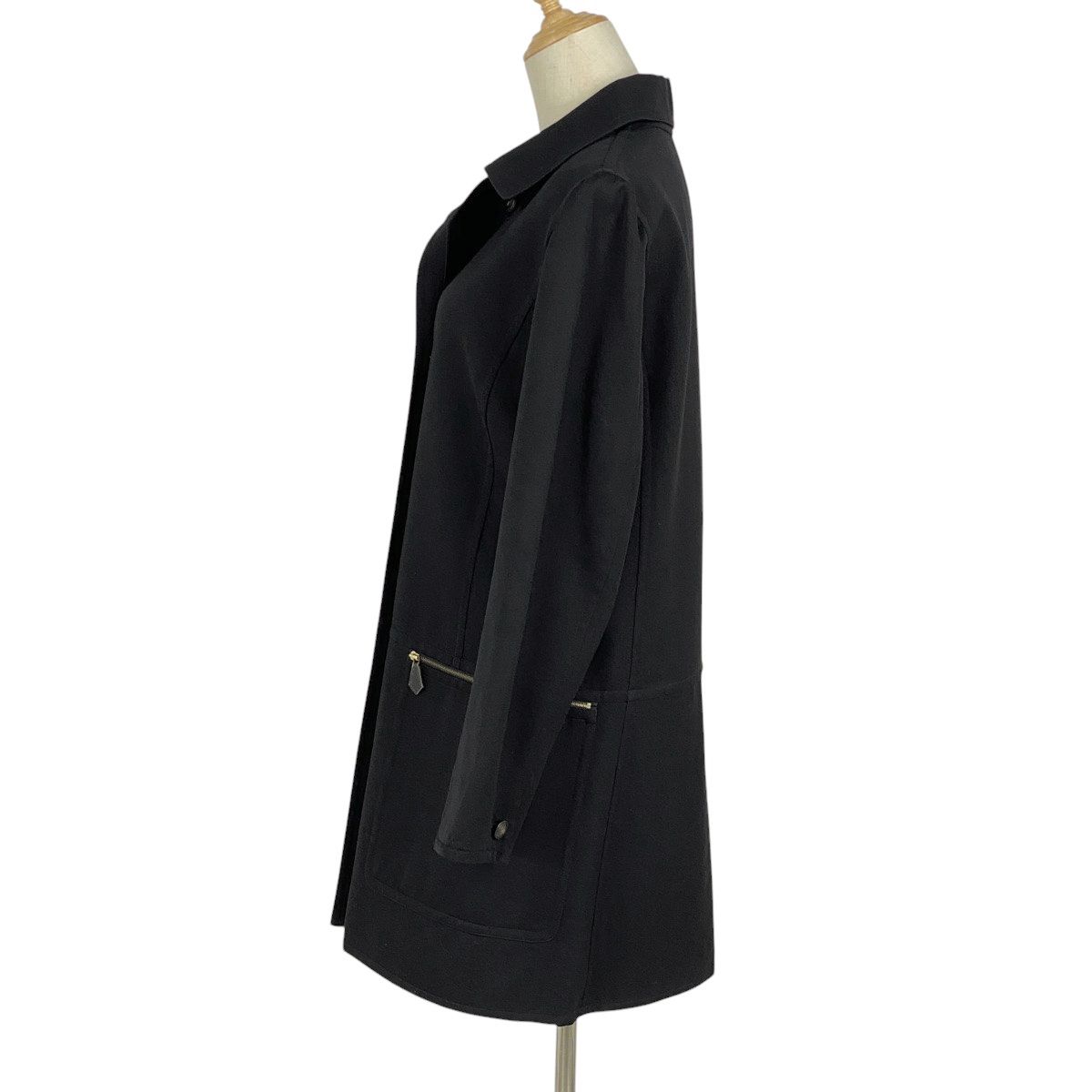 エルメス HERMES ステンカラーコート ダブル アウター その他コート ウール ブラック レディース