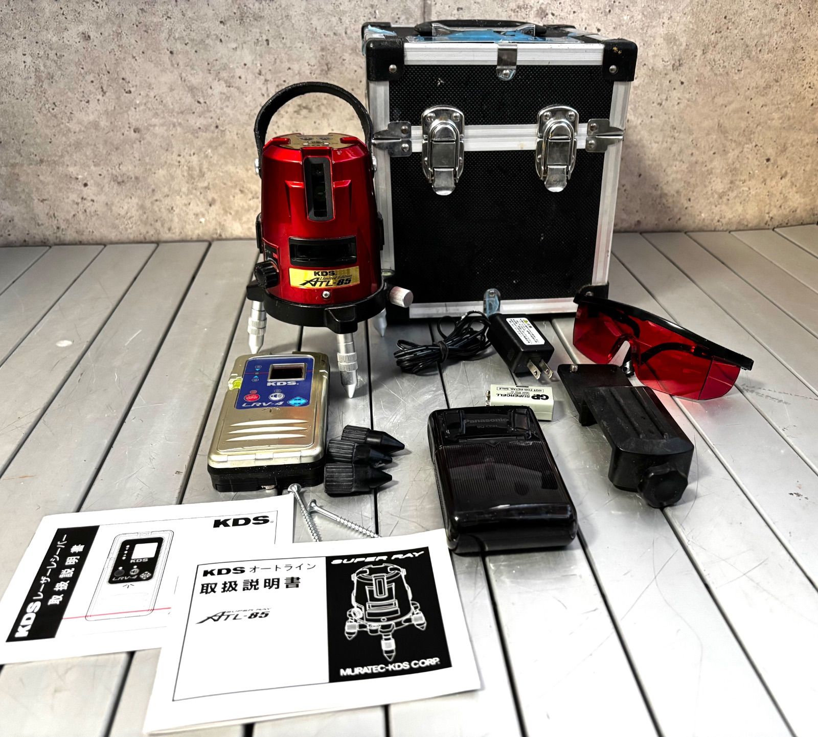通電 済 MURATEC-KDS ムラテックKDS スーパーレイ ATL-85 レーザー墨出しレザーレシーバー LRV-4 現状品