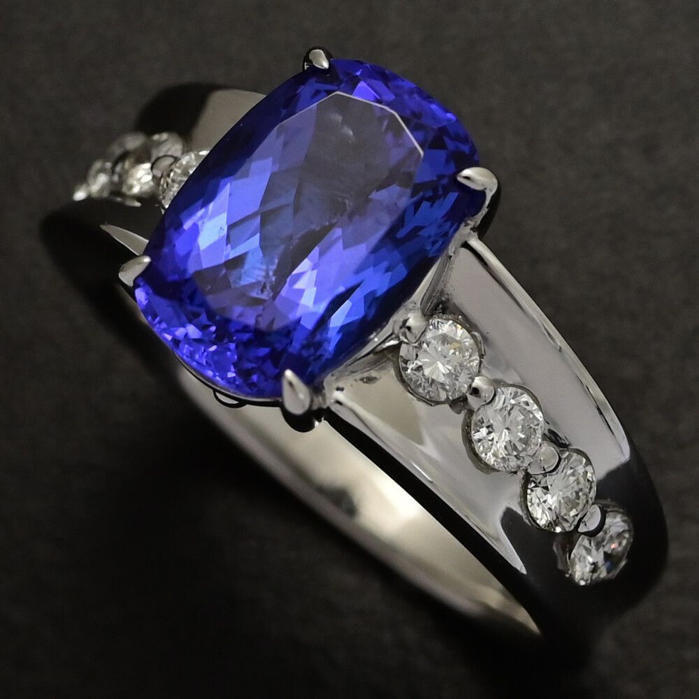 TA2.86ct FD 0.41ct タンザナイト･ダイヤモンドリング･指輪 Pt900-9.5g 11号 51 プラチナ 翌日配送可 ♀ N レディース 592511