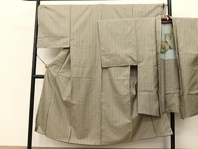 平和屋着物●男性 お召 アンサンブル 間道 正絹 BAAT1000yc