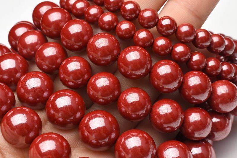 賢者の石◇シナバー 朱砂(辰砂しんしゃ) 6mm ブレスレット 1個売り 
