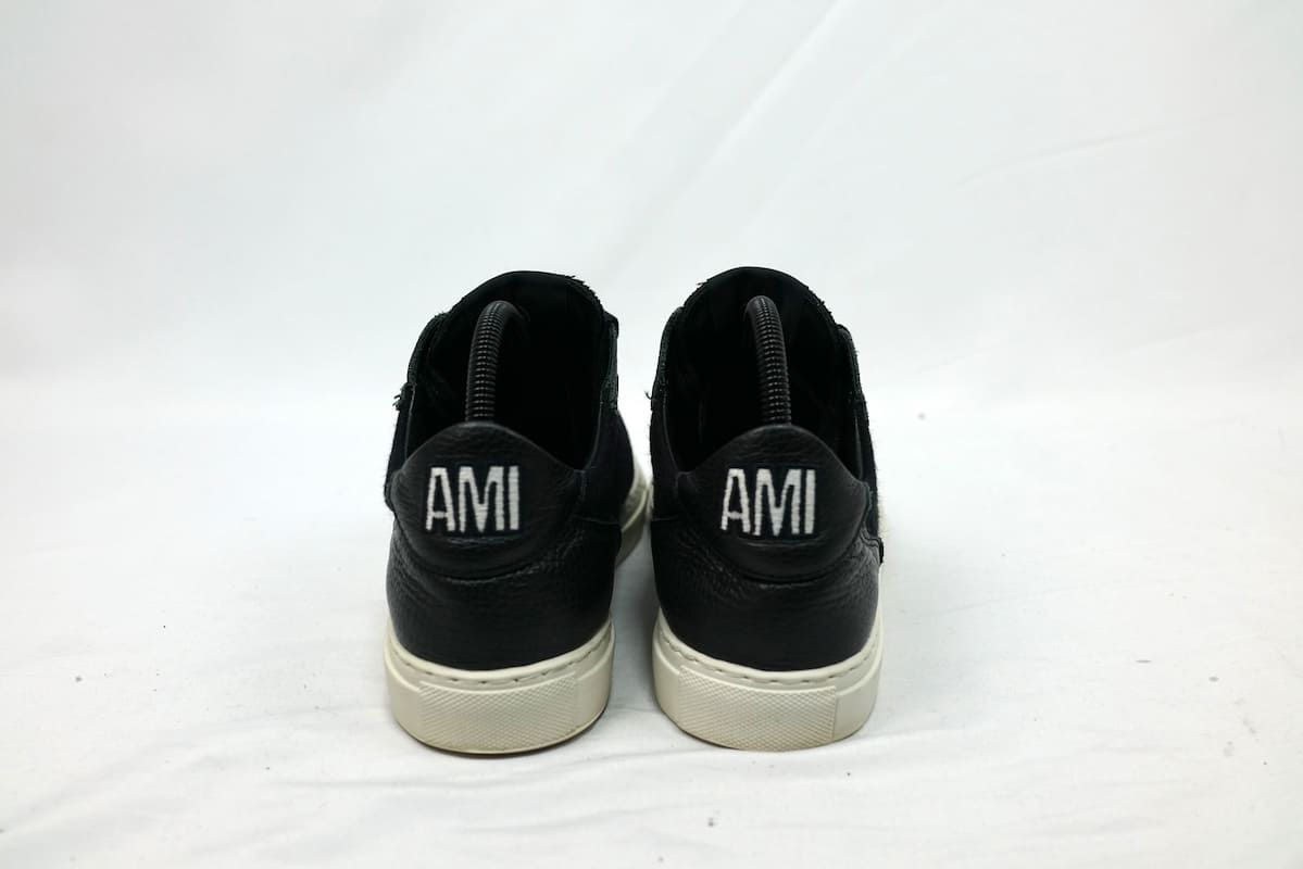 Ami Paris AMI Black Leather/Wool Basket Trainers アミ パリ アミ