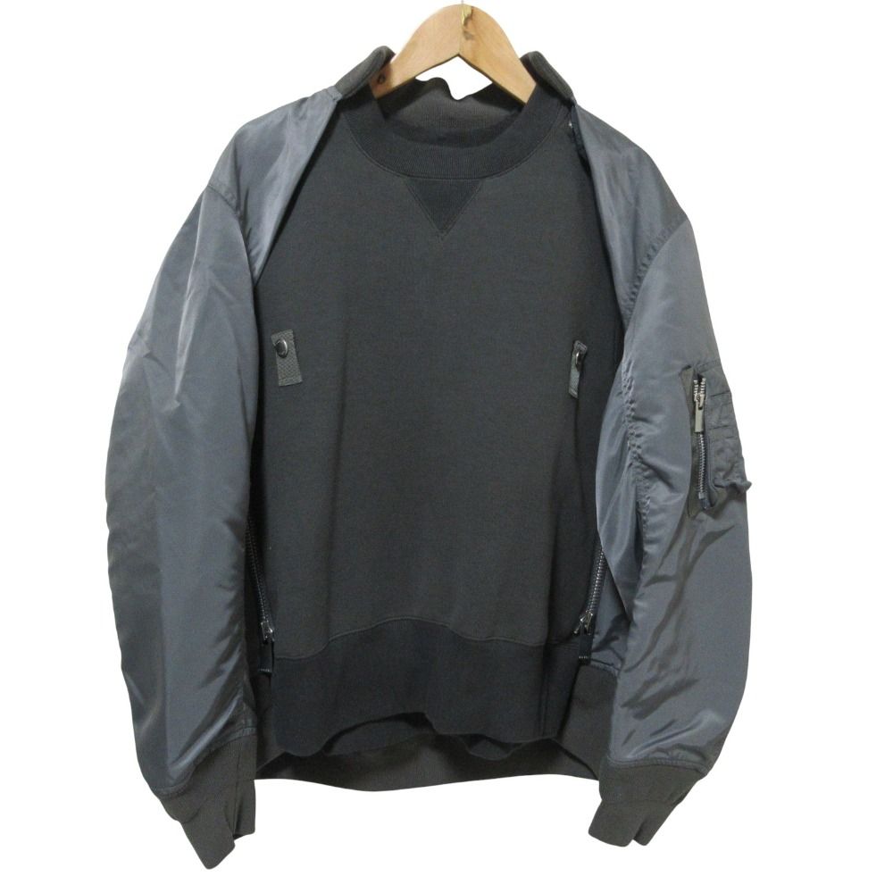 23年製 sacai サカイ 2WAY スポンジスウェットシャツ ジャケット 23-06873 1 グレー メンズ レディース 古着