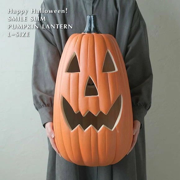 スマイルスリムパンプキンランタンL 56cm LED 電池式 627 ハロウィン 飾り ハロウィンイルミ かぼちゃ オブジェ 置物 ハロウィーン HALLOWEEN かわいい おしゃれ ジャックオーランタン イベント 玄関